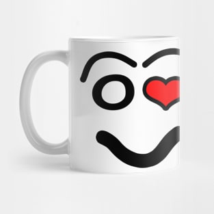 Funny love face - heart - red and black. Mug